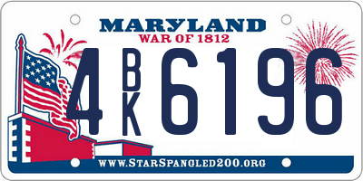 MD license plate 4BK6196