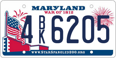 MD license plate 4BK6205