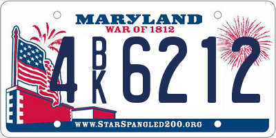 MD license plate 4BK6212