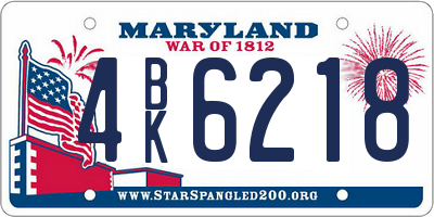 MD license plate 4BK6218