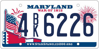 MD license plate 4BK6226