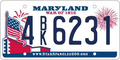 MD license plate 4BK6231