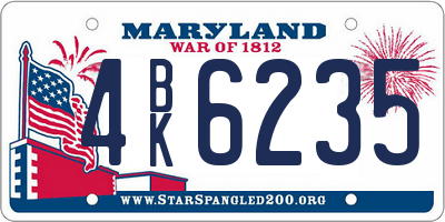 MD license plate 4BK6235
