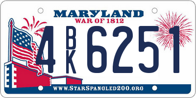 MD license plate 4BK6251