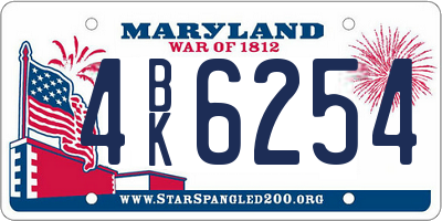 MD license plate 4BK6254