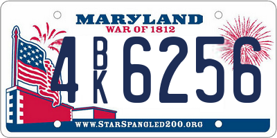MD license plate 4BK6256