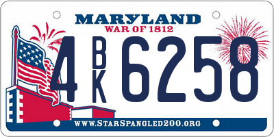 MD license plate 4BK6258