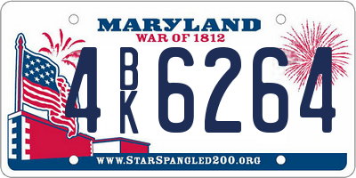 MD license plate 4BK6264