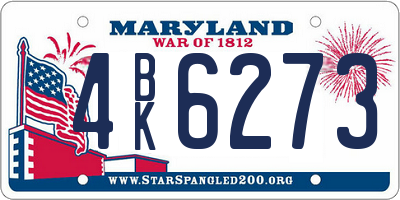 MD license plate 4BK6273