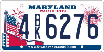 MD license plate 4BK6276