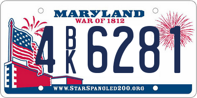 MD license plate 4BK6281