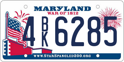 MD license plate 4BK6285