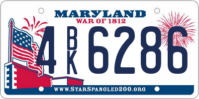 MD license plate 4BK6286
