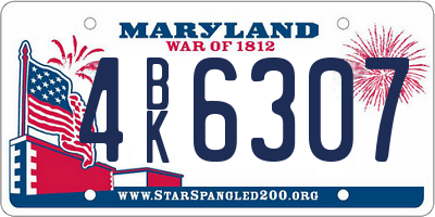 MD license plate 4BK6307