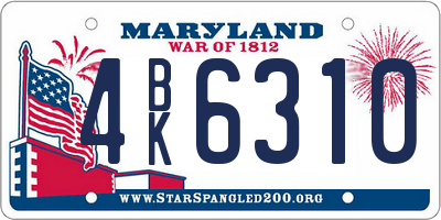 MD license plate 4BK6310