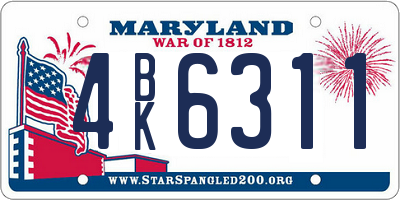 MD license plate 4BK6311