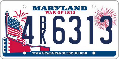 MD license plate 4BK6313