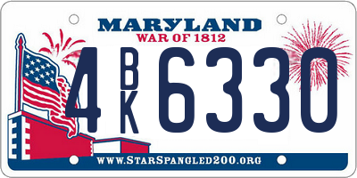 MD license plate 4BK6330