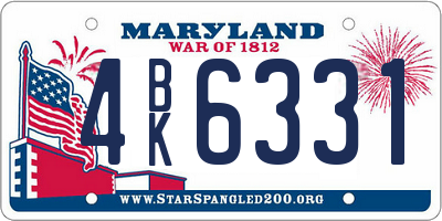 MD license plate 4BK6331