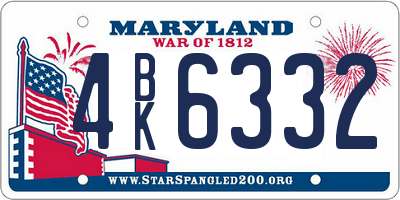 MD license plate 4BK6332