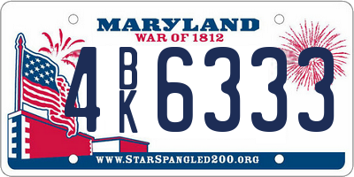 MD license plate 4BK6333