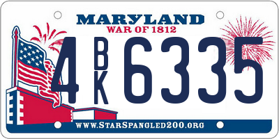 MD license plate 4BK6335