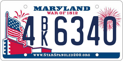 MD license plate 4BK6340