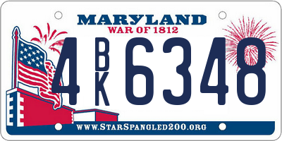 MD license plate 4BK6348