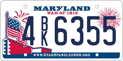 MD license plate 4BK6355