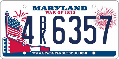 MD license plate 4BK6357
