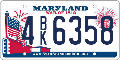MD license plate 4BK6358
