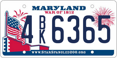 MD license plate 4BK6365