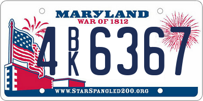 MD license plate 4BK6367
