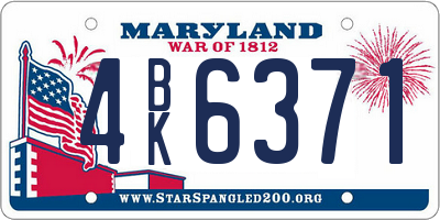 MD license plate 4BK6371