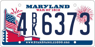 MD license plate 4BK6373