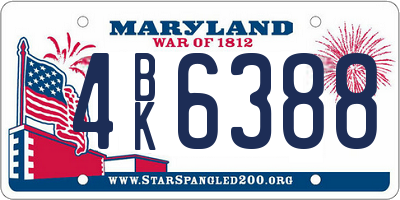 MD license plate 4BK6388