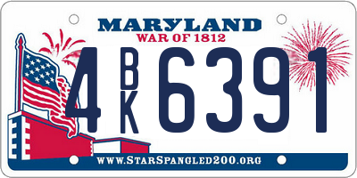 MD license plate 4BK6391