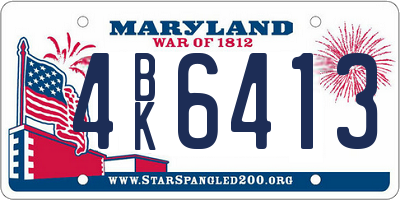 MD license plate 4BK6413