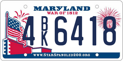 MD license plate 4BK6418
