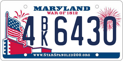 MD license plate 4BK6430