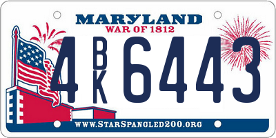 MD license plate 4BK6443