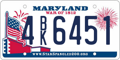 MD license plate 4BK6451