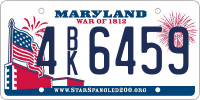 MD license plate 4BK6459