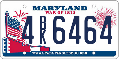 MD license plate 4BK6464