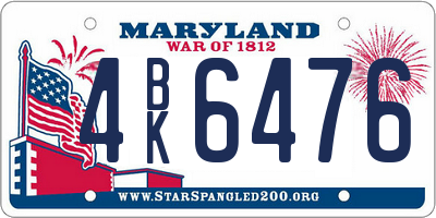 MD license plate 4BK6476