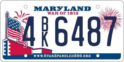 MD license plate 4BK6487