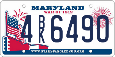 MD license plate 4BK6490