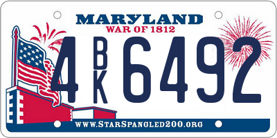 MD license plate 4BK6492