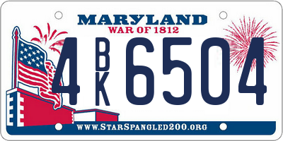 MD license plate 4BK6504