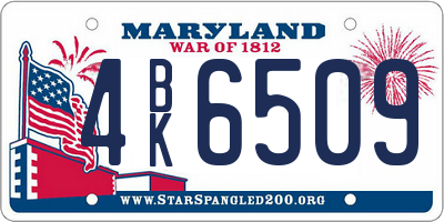 MD license plate 4BK6509